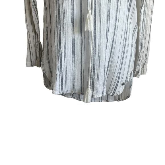 Billabong Women Hoodie Top M Blue White Washed Out Striped Beachy Coastal Hippie - Picture 6 of 10